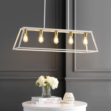 Floyd 38" Adjustable Iron Farmhouse Vintage LED Dimmable Pendant - JONATHAN Y